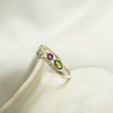 Peridot and Pink Tourmaline Flower Ring