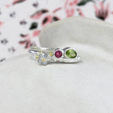 Peridot and Pink Tourmaline Flower Ring