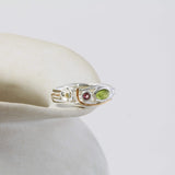 Peridot and Tourmaline Silver Meadow Ring