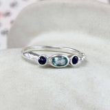 Dainty Iolite and Blue Topaz Ring