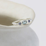 Dainty Iolite and Blue Topaz Ring