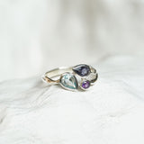 Blue Topaz, Iolite and Amethyst Silver Ring