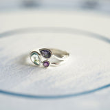 Blue Topaz, Iolite and Amethyst Ring