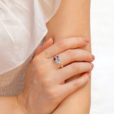 Blue Topaz, Iolite and Amethyst Silver Ring