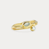 Aqua Chalcedony and Rainbow Moonstone Gold Ring