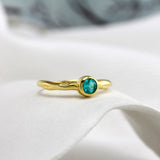 Organic Dainty Blue Apatite Gold Ring