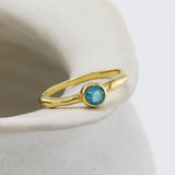 Organic Dainty Blue Apatite Gold Ring