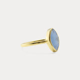 Deep Blue Chalcedony Gold Ring