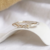 Dainty Sterling Silver Daisy Ring with Gold Details