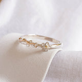 Dainty Sterling Silver Daisy Ring with Gold Details