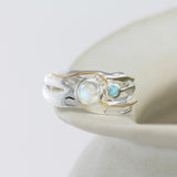 Moonstone and Opal Ring