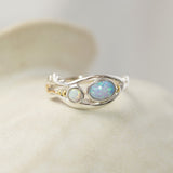 The Duo Sterling Silver Opal Ring with 14KT Gold Details