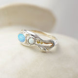 The Duo Sterling Silver Opal Ring with 14KT Gold Details