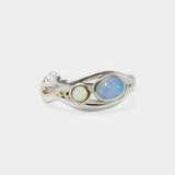 The Duo Sterling Silver Opal Ring with 14KT Gold Details