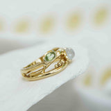 Peridot and Moonstone Gold Ring