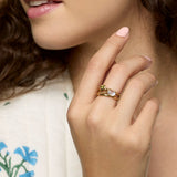Peridot and Moonstone Gold Ring