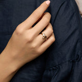 Smoky Quartz, Green Amethyst and Pearl Gold Ring