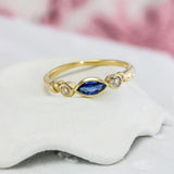 Kyanite and White Topaz Handmade 18KT Gold Vermeil Ring