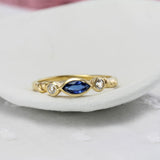 Kyanite and White Topaz Handmade 18KT Gold Vermeil Ring