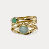 Aqua Chalcedony and Chrysoprase Gold Statement Ring
