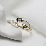 Smokey And Citrine Dainty Silver Ring