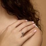 Smokey And Citrine Dainty Silver Ring