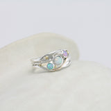 Three Fire Opal Sterling Silver Ring with Gold Accents