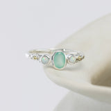 Aqua Chalcedony and White Opal Ring