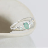 Aqua Chalcedony and White Opal Ring