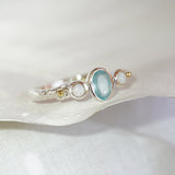 Aqua Chalcedony and White Opal Ring