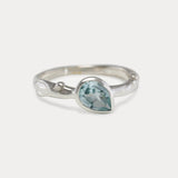 Teardrop Blue Topaz Silver Ring