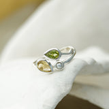 Peridot, Pearl and Citrine Silver Ring