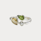 Peridot, Pearl and Citrine Silver Ring