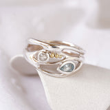 Blue and White Topaz Sterling Silver Ring