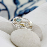 Blue and White Topaz Sterling Silver Ring