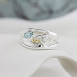 Blue and White Topaz Sterling Silver Ring