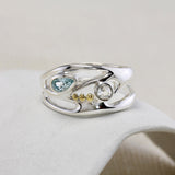 Blue and White Topaz Sterling Silver Ring