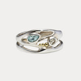 Blue and White Topaz Sterling Silver Ring