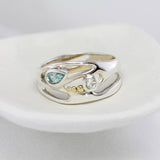 Blue and White Topaz Sterling Silver Ring