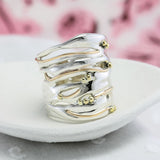 Large Sterling Silver and Gold Statement Ring