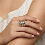 Large Sterling Silver and Gold Statement Ring
