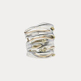 Large Sterling Silver and Gold Statement Ring