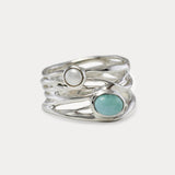 Statement Larimar and Pearl Silver Ring
