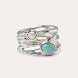 Statement Larimar and Pearl Silver Ring