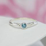 Dainty Round Blue Topaz Ring