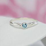 Dainty Round Blue Topaz Ring
