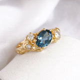 Diamond & London Blue Topaz Gold Statement Ring