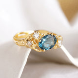 Diamond & London Blue Topaz Gold Statement Ring