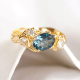 Diamond & London Blue Topaz Gold Statement Ring