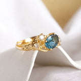 Diamond & London Blue Topaz Gold Statement Ring